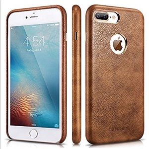 Iphone 8 plus leather brown leather case